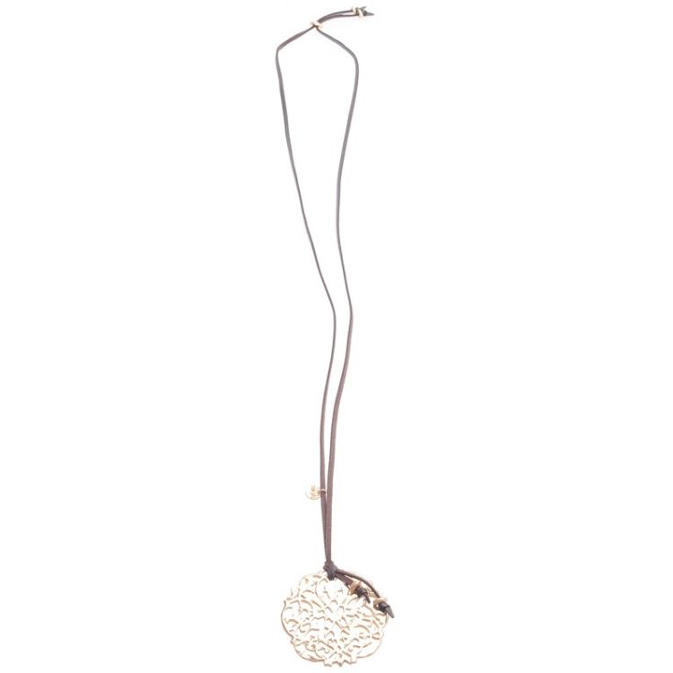 METAL MEDAL PENDANT LONG NECKLACE 2