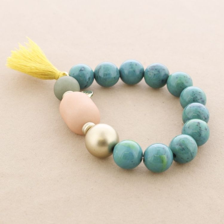 PULSERA ELÁSTICA CUENTAS RESINA