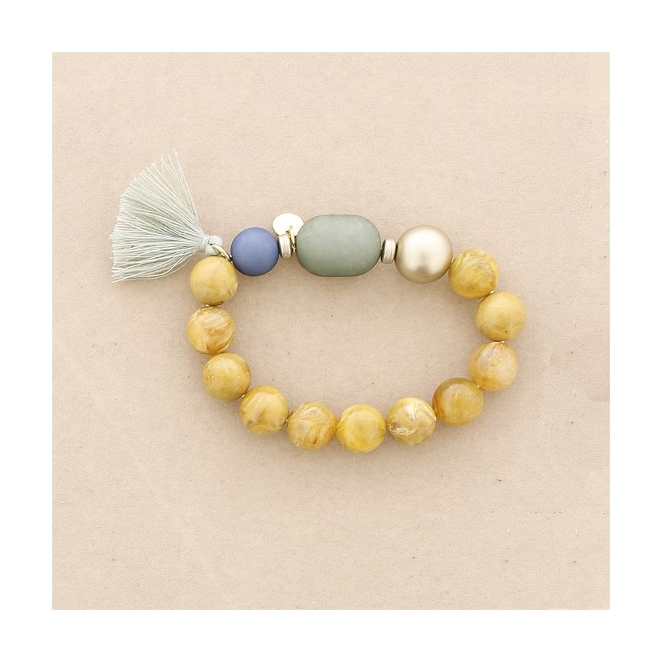 PULSERA ELÁSTICA CUENTAS RESINA