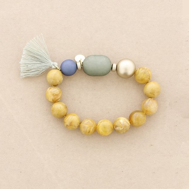 PULSERA ELÁSTICA CUENTAS RESINA