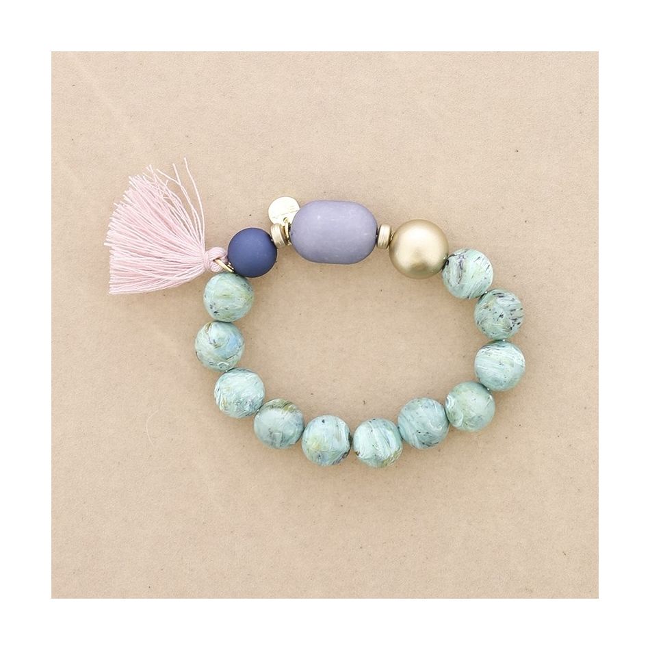 PULSERA ELÁSTICA CUENTAS RESINA