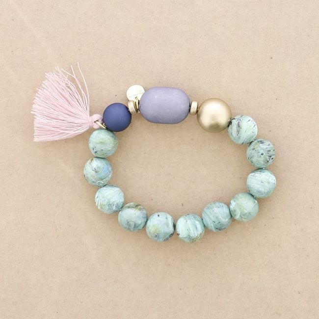 PULSERA ELÁSTICA CUENTAS RESINA