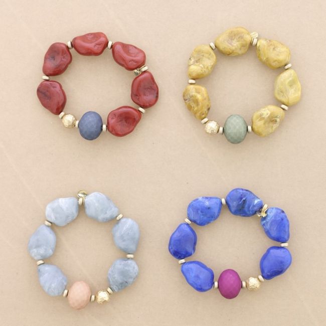 PULSERA ELÁSTICA CUENTAS RESINA
