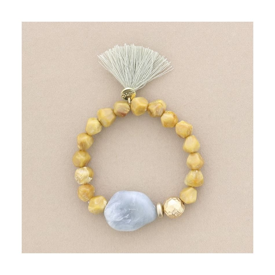 PULSERA ELÁSTICA CUENTAS RESINA