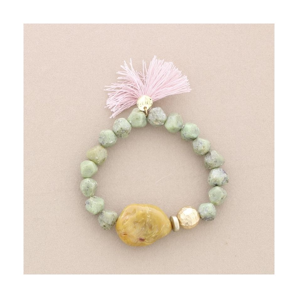 PULSERA ELÁSTICA CUENTAS RESINA