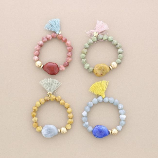 PULSERA ELÁSTICA CUENTAS RESINA