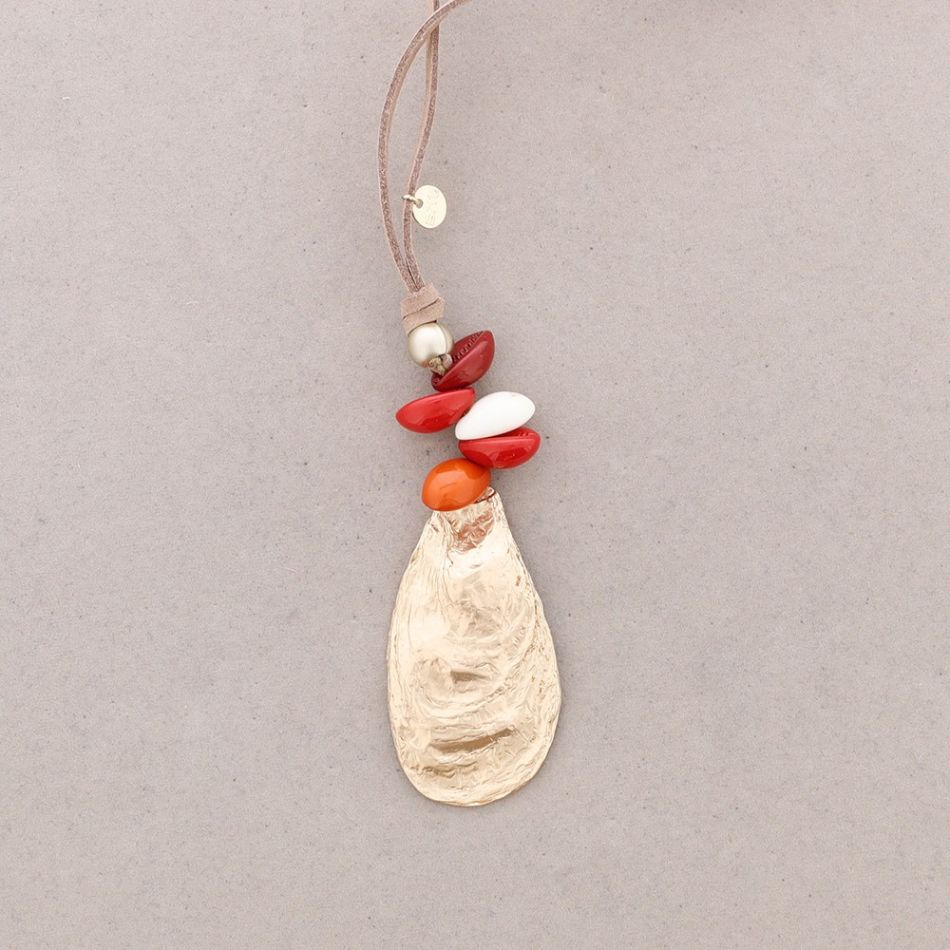 METAL SHELL PENDANT LONG NECKLACE