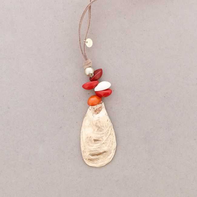 METAL SHELL PENDANT LONG NECKLACE