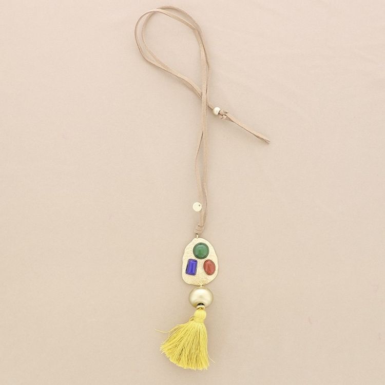 COLLAR LARGO ANTELINA COLGANTE METAL RESINA FLECO