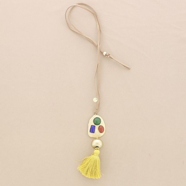 COLLAR LARGO ANTELINA COLGANTE METAL RESINA FLECO