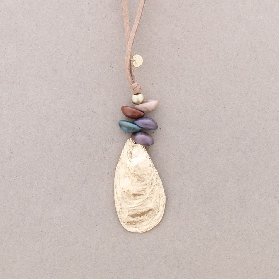 METAL SHELL PENDANT LONG NECKLACE
