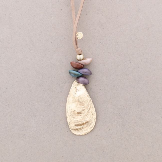 METAL SHELL PENDANT LONG NECKLACE