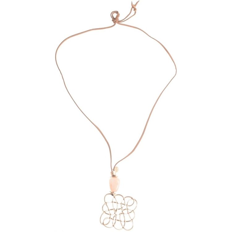 LONG NECKLACE STONE PENDANT METAL OPENWORK 2