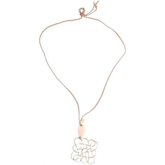COLLAR LARGO COLGANTE PIEDRA METAL CALADO