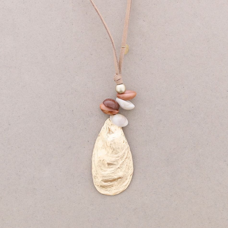 METAL SHELL PENDANT LONG NECKLACE