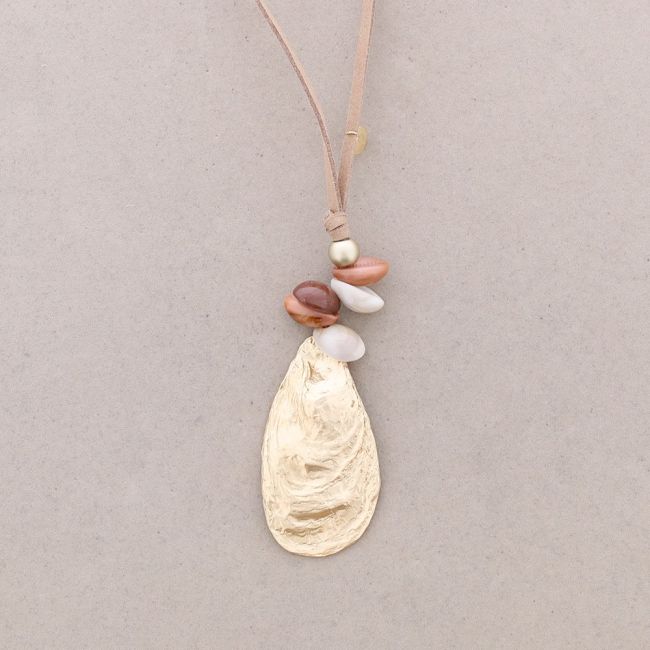 METAL SHELL PENDANT LONG NECKLACE