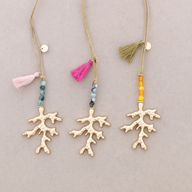 METAL CORAL LONG PENDANT NECKLACE