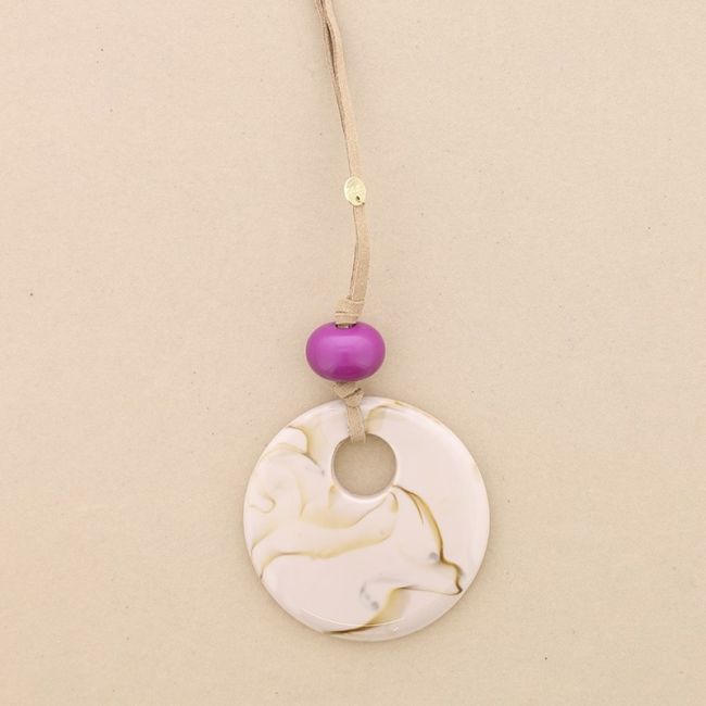 SUEDE LONG NECKLACE WITH RESIN PENDANT