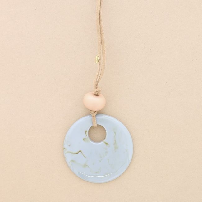 SUEDE LONG NECKLACE WITH RESIN PENDANT