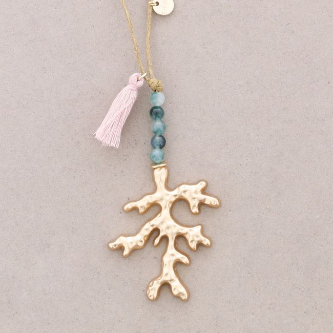COLLAR LARGO COLGANTE CORAL METAL