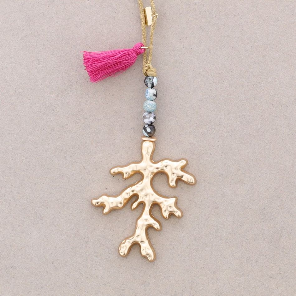 METAL CORAL LONG PENDANT NECKLACE