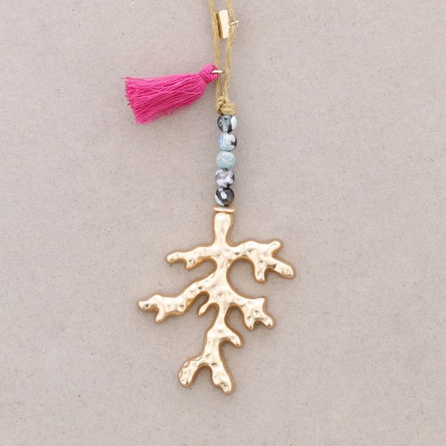 METAL CORAL LONG PENDANT NECKLACE