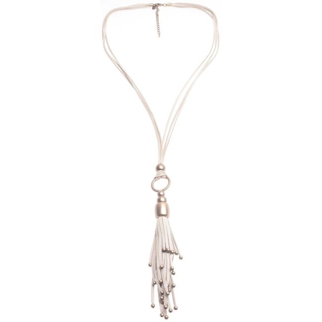 LONG SUEDE NECKLACE WITH FRINGE PENDANT