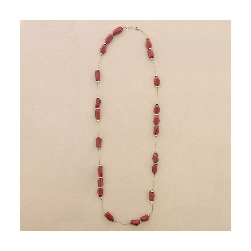 LONG NECKLACE WITH FACETED RESIN BEADS