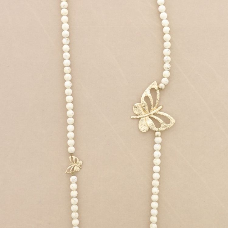 METAL BUTTERFLY RESIN BEADS LONG NECKLACE 2
