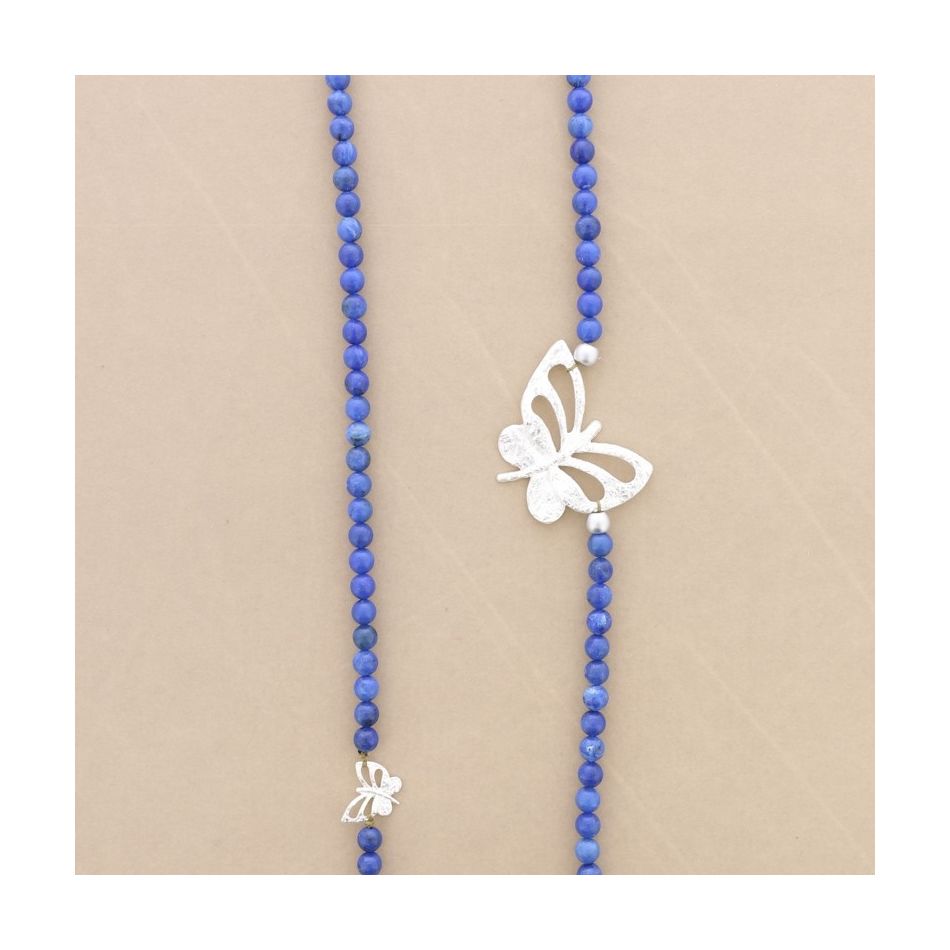 COLLAR LARGO CUENTAS RESINA MARIPOSA METAL