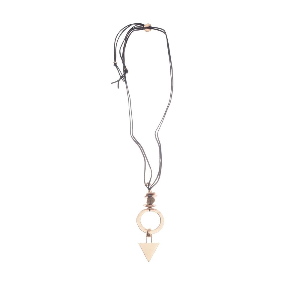 METAL GEOMETRIC SHAPES LONG PENDANT NECKLACE
