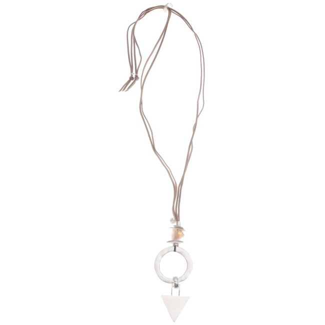 METAL GEOMETRIC SHAPES LONG PENDANT NECKLACE