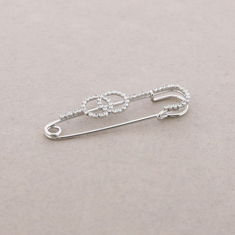 CRYSTAL DOUBLE RING PIN BROOCH