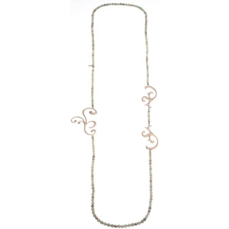 LONG NECKLACE STONES METAL BEADS