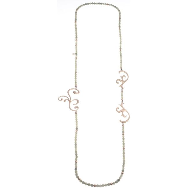 COLLAR LARGO PIEDRAS CUENTAS METAL