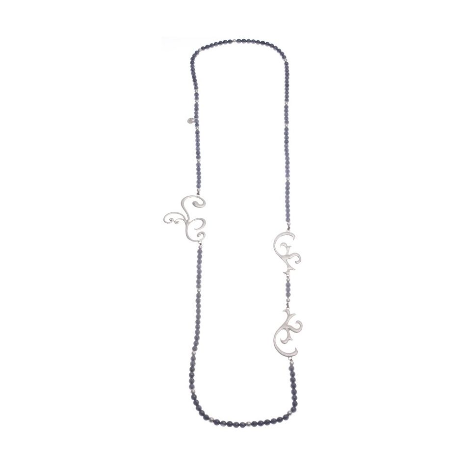 LONG NECKLACE STONES METAL BEADS