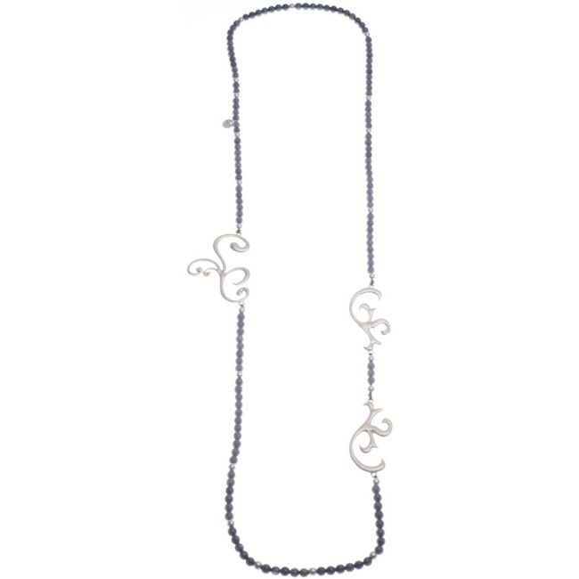 LONG NECKLACE STONES METAL BEADS