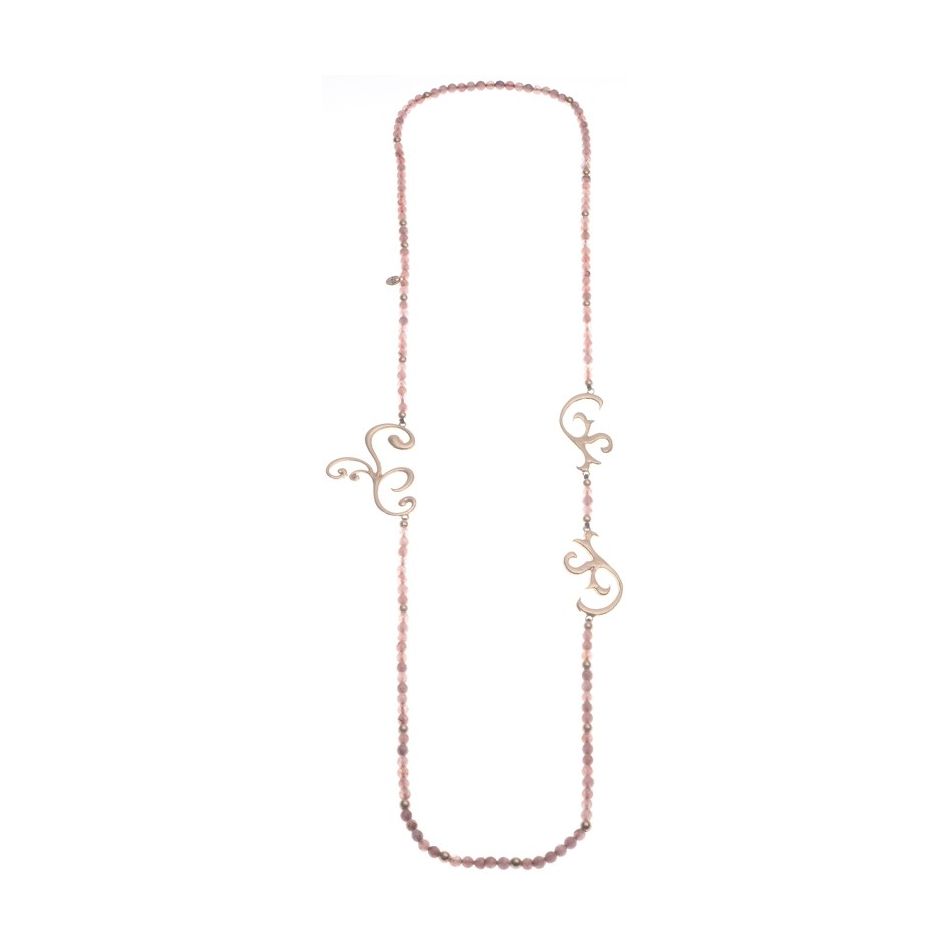 COLLAR LARGO PIEDRAS CUENTAS METAL