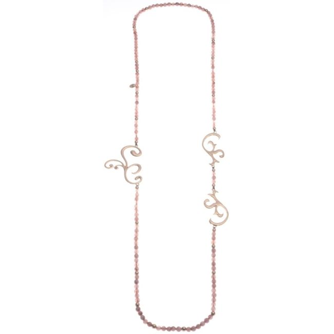 COLLAR LARGO PIEDRAS CUENTAS METAL