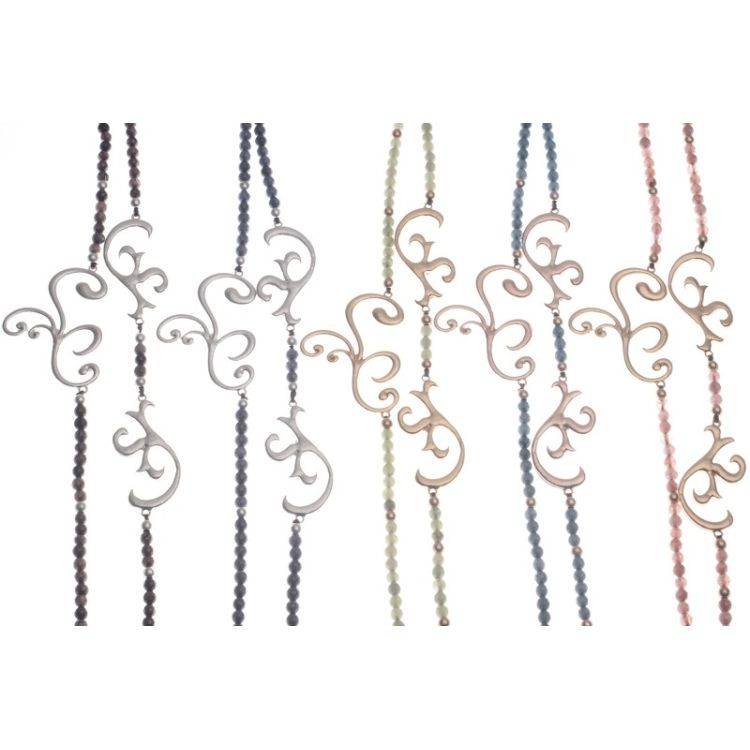 LONG NECKLACE STONES METAL BEADS 2