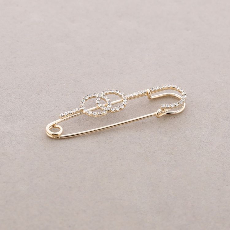 CRYSTAL DOUBLE RING PIN BROOCH 2