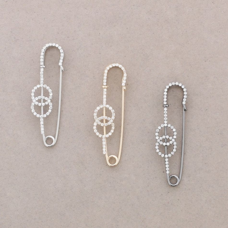 BROCHE ALFILER DOBLE ANILLA CRISTALES