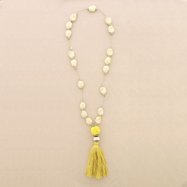 COLLAR LARGO CUENTAS RESINA COLGANTE FLECO