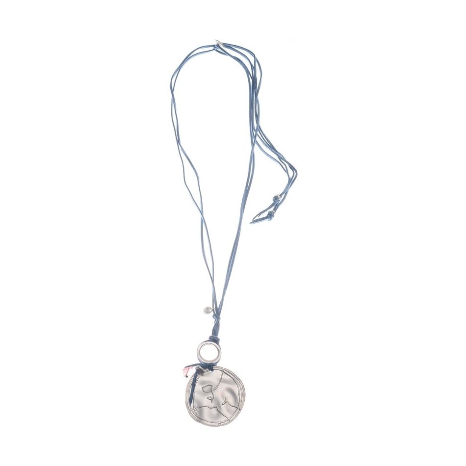 METAL MEDALLION PENDANT LONG NECKLACE