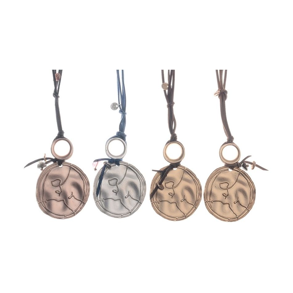 METAL MEDALLION PENDANT LONG NECKLACE