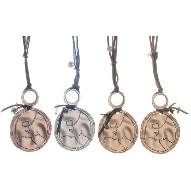 METAL MEDALLION PENDANT LONG NECKLACE