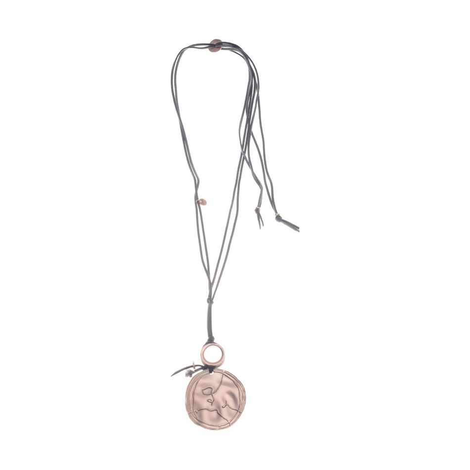 METAL MEDALLION PENDANT LONG NECKLACE
