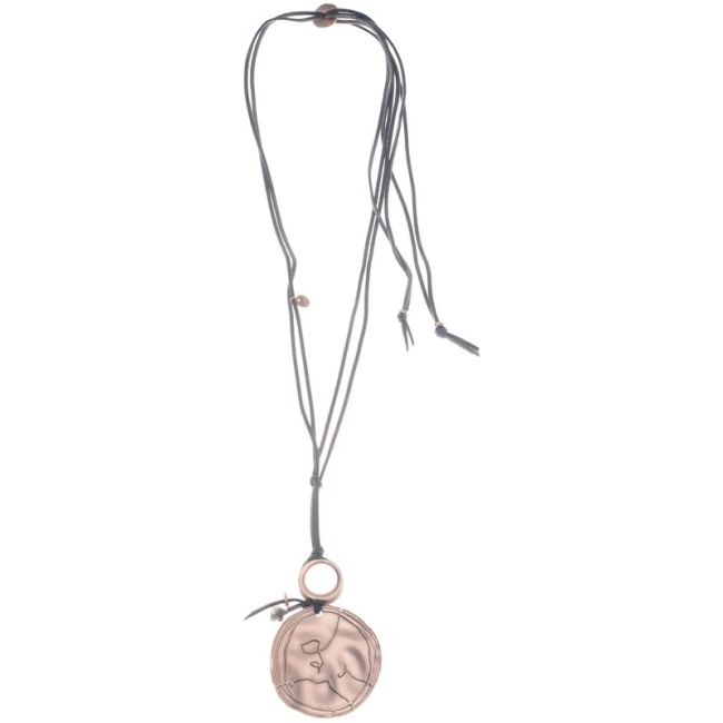 METAL MEDALLION PENDANT LONG NECKLACE