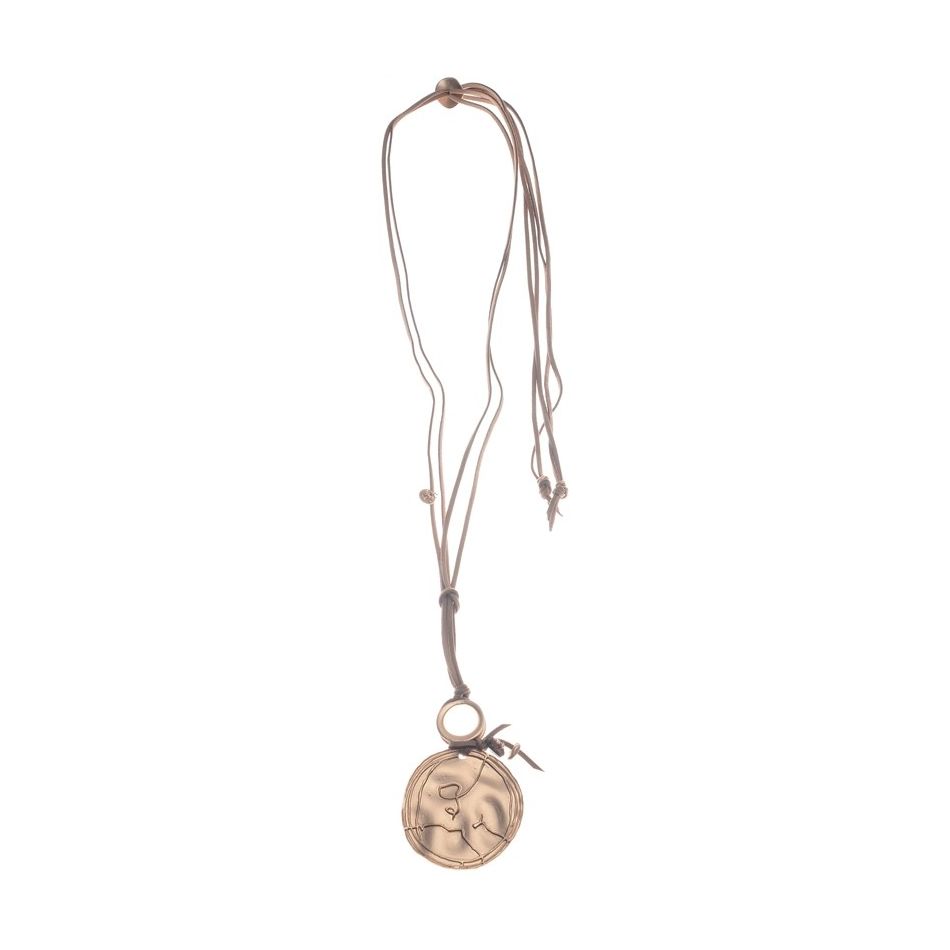 METAL MEDALLION PENDANT LONG NECKLACE