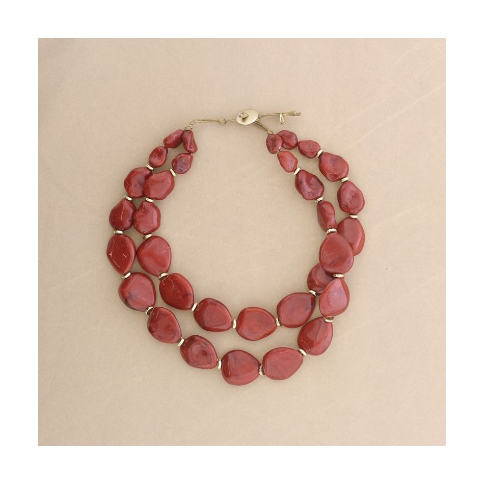 2 ROWS RESIN BEADS SHORT NECKLACE